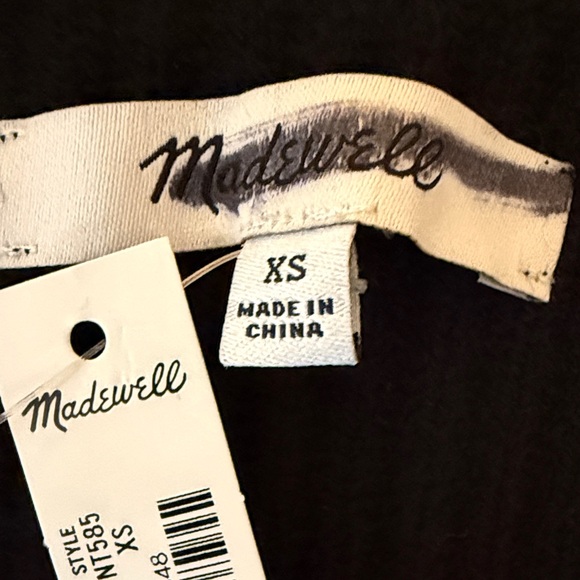 Madewell Black Ribbed Crew Neck Sweater 90%Wool 10% Cashmere - Picture 8 of 14